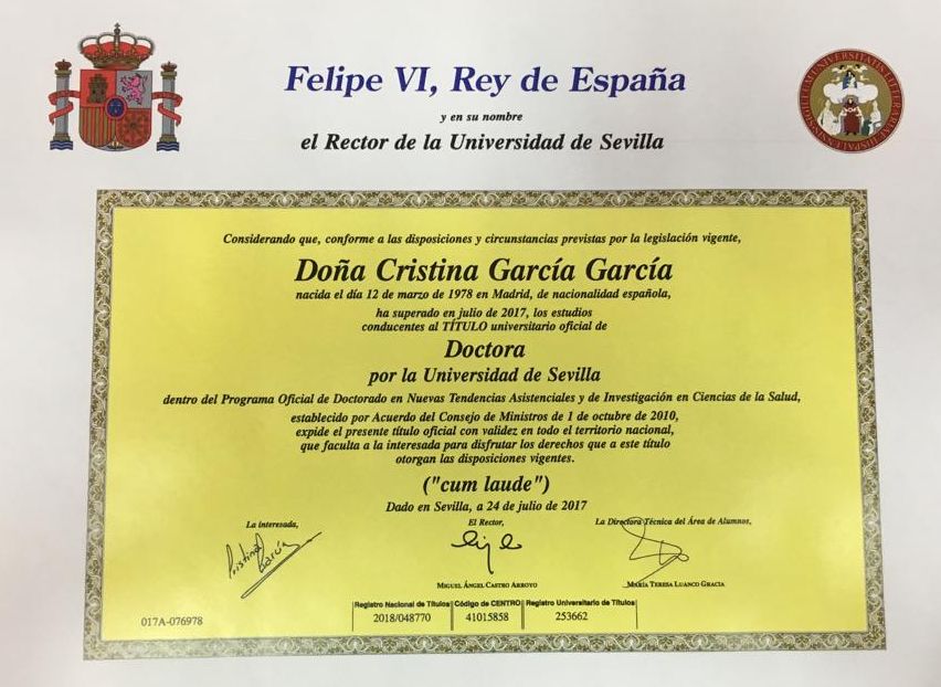 titulo doctora fisioteapia Cristina Garcia